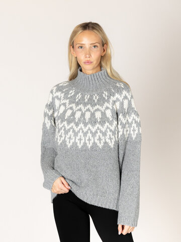Aggie Fair Isle Mock Sweater Cashmere/Snow