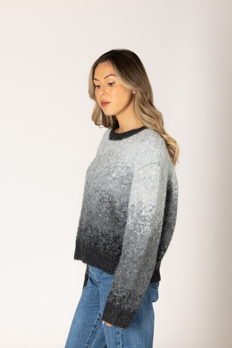 Elden Luxe Crew Sweater Grey/Black Fade
