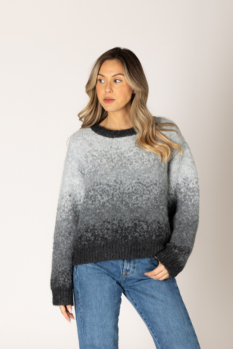 Elden Luxe Crew Sweater Grey/Black Fade