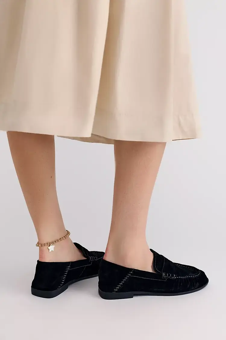 Free People Carry On Loafers Black Oiled Suede
