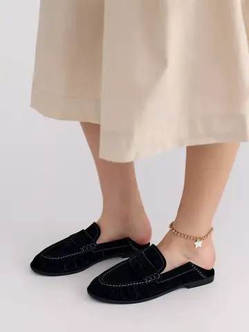 Free People Carry On Loafers Black Oiled Suede
