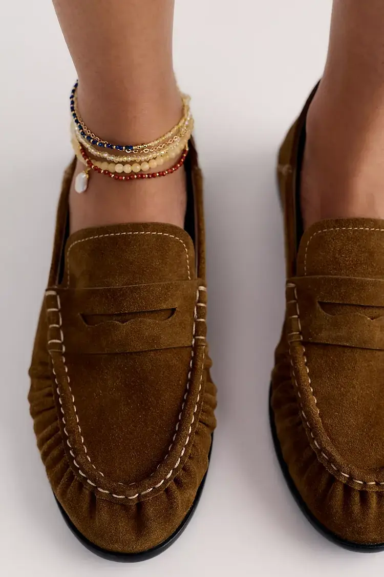 Free People Carry On Loafers Tobacco Oiled Suede
