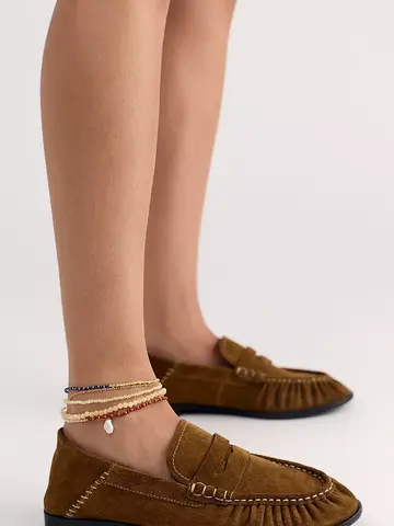 Free People Carry On Loafers Tobacco Oiled Suede