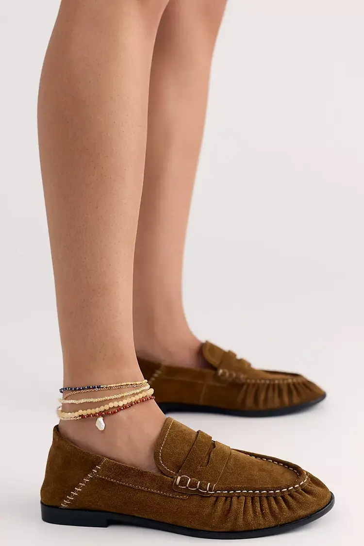 Free People Carry On Loafers Tobacco Oiled Suede