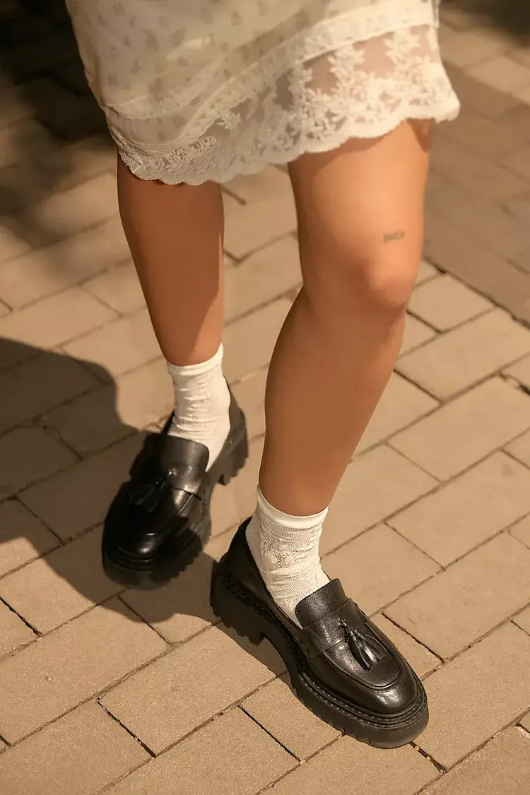 Free People Dahlia Brogue Loafers Black Leather