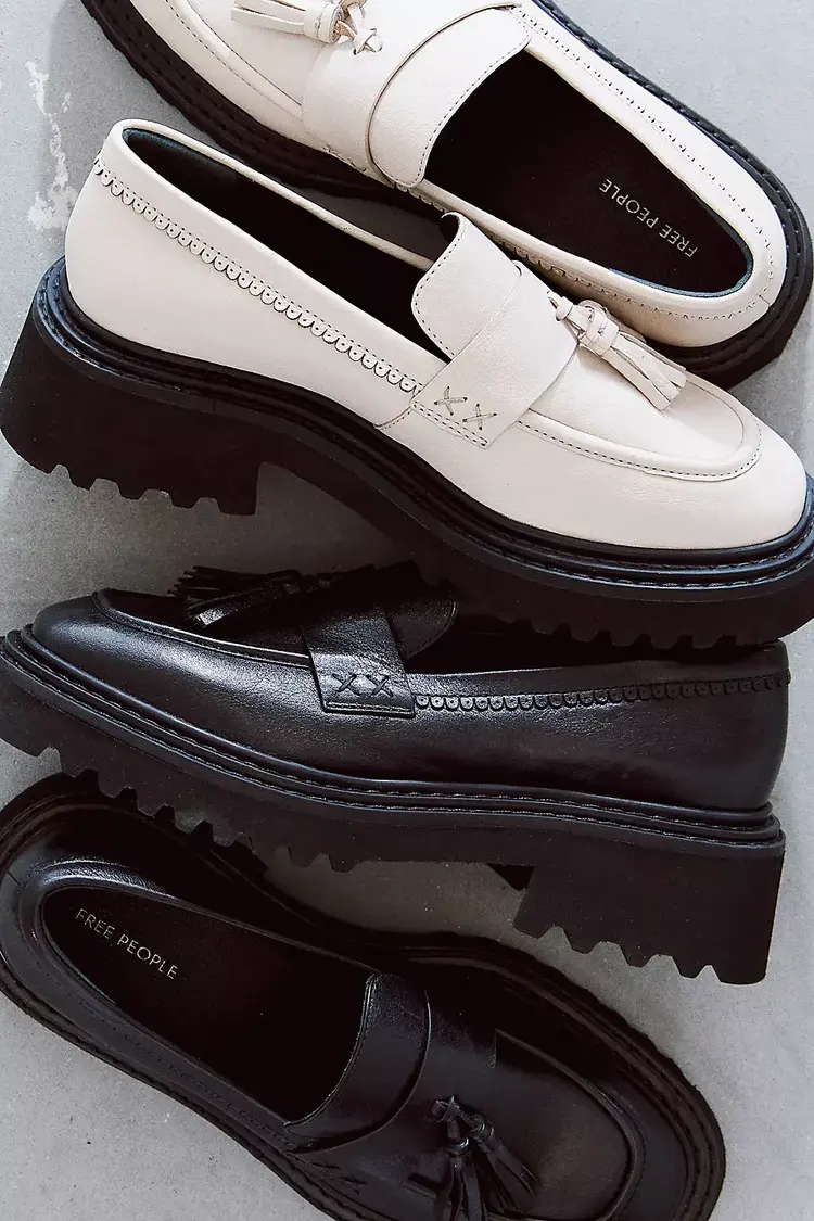Free People Dahlia Brogue Loafers Black Leather