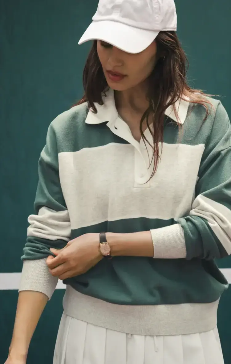 ZSupply Study Break Polo Sweatshirt Feather Grey
