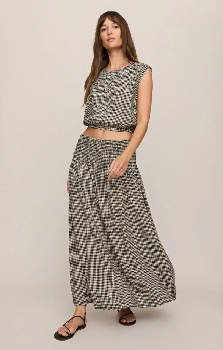 ZSupply Brooke Gingham Maxi Skirt Black