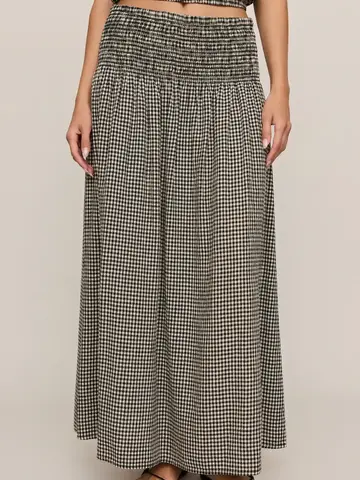 ZSupply Brooke Gingham Maxi Skirt Black