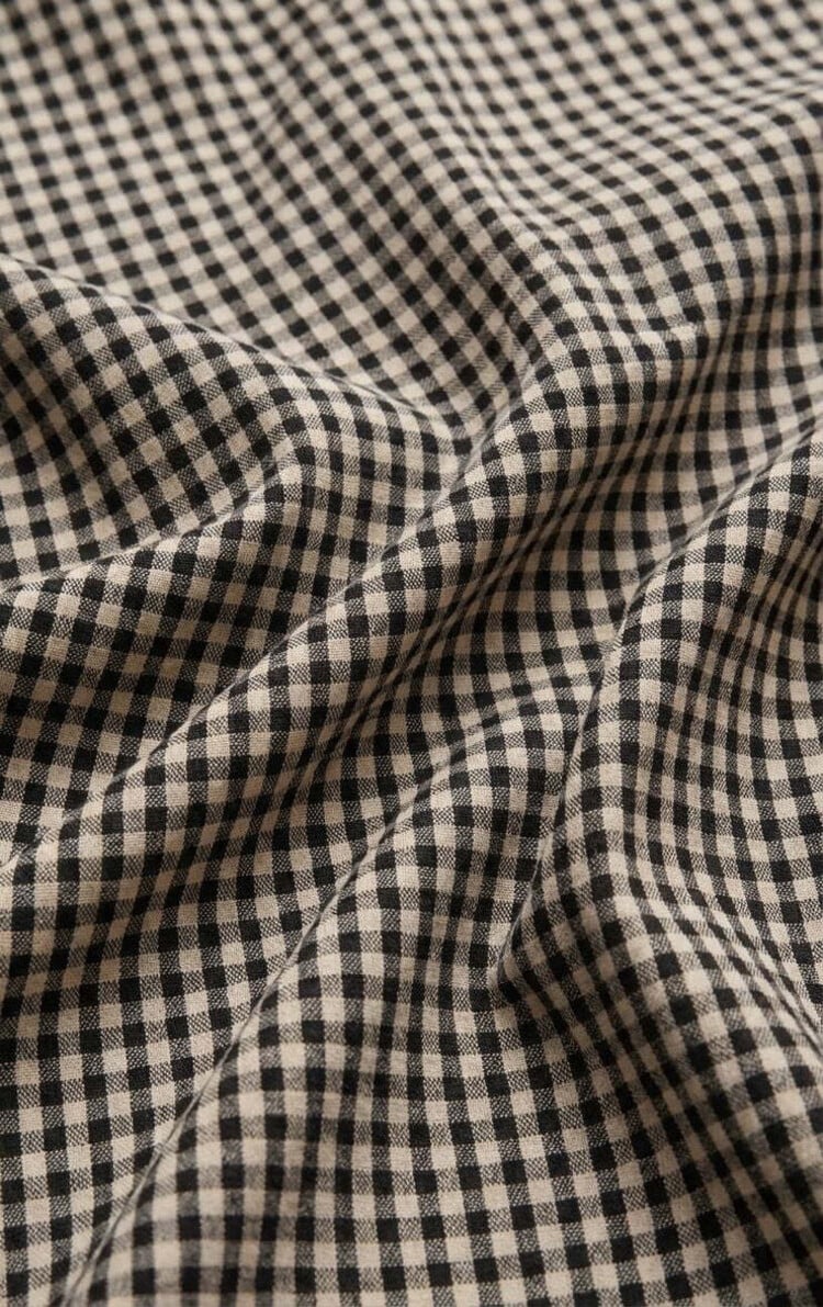 ZSupply Merit Cropped Gingham Linen Top Black