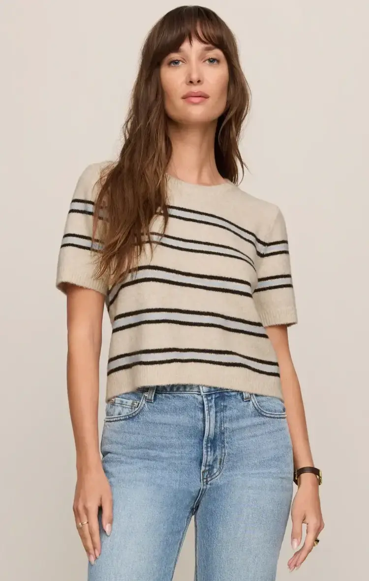 ZSupply Gatewood Stripe Sweater Tee Light Oatmeal Heather