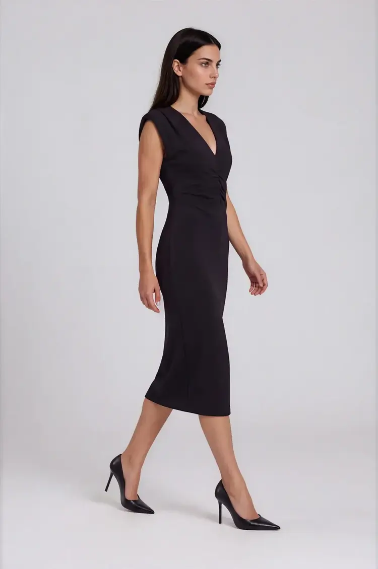 Pure & Simple Scuba Sleeveless Dress Black
