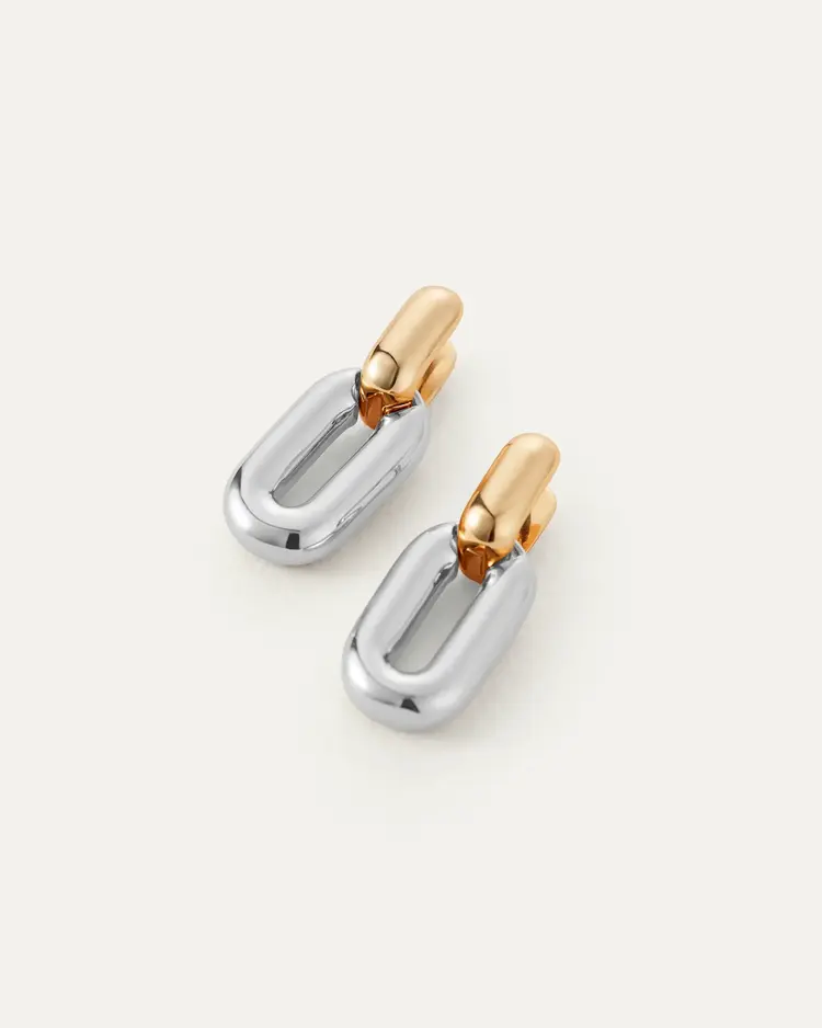 Jenny Bird Puffy Detachable Link Earrings Two-Tone