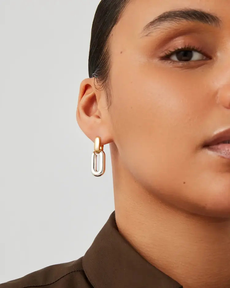 Jenny Bird Puffy Detachable Link Earrings Two-Tone