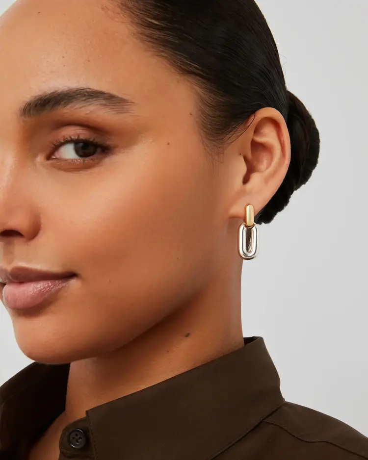 Jenny Bird Puffy Detachable Link Earrings Two-Tone