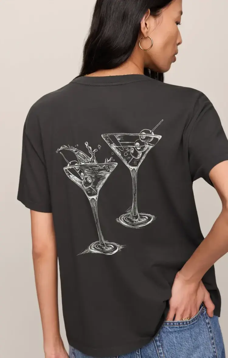 ZSupply Martini Graphic Boyfriend Tee Black Sand