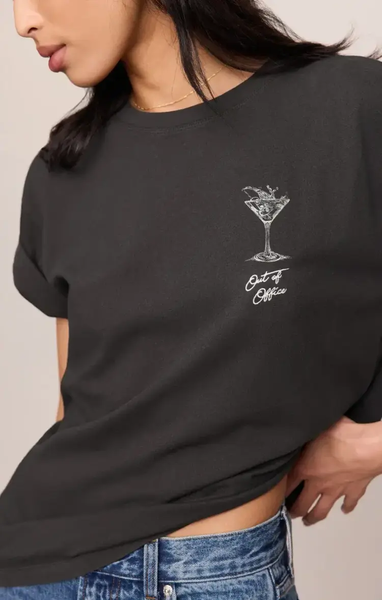 ZSupply Martini Graphic Boyfriend Tee Black Sand