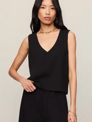ZSupply Sloane V-Neck Cotton Jersey Tank True Black
