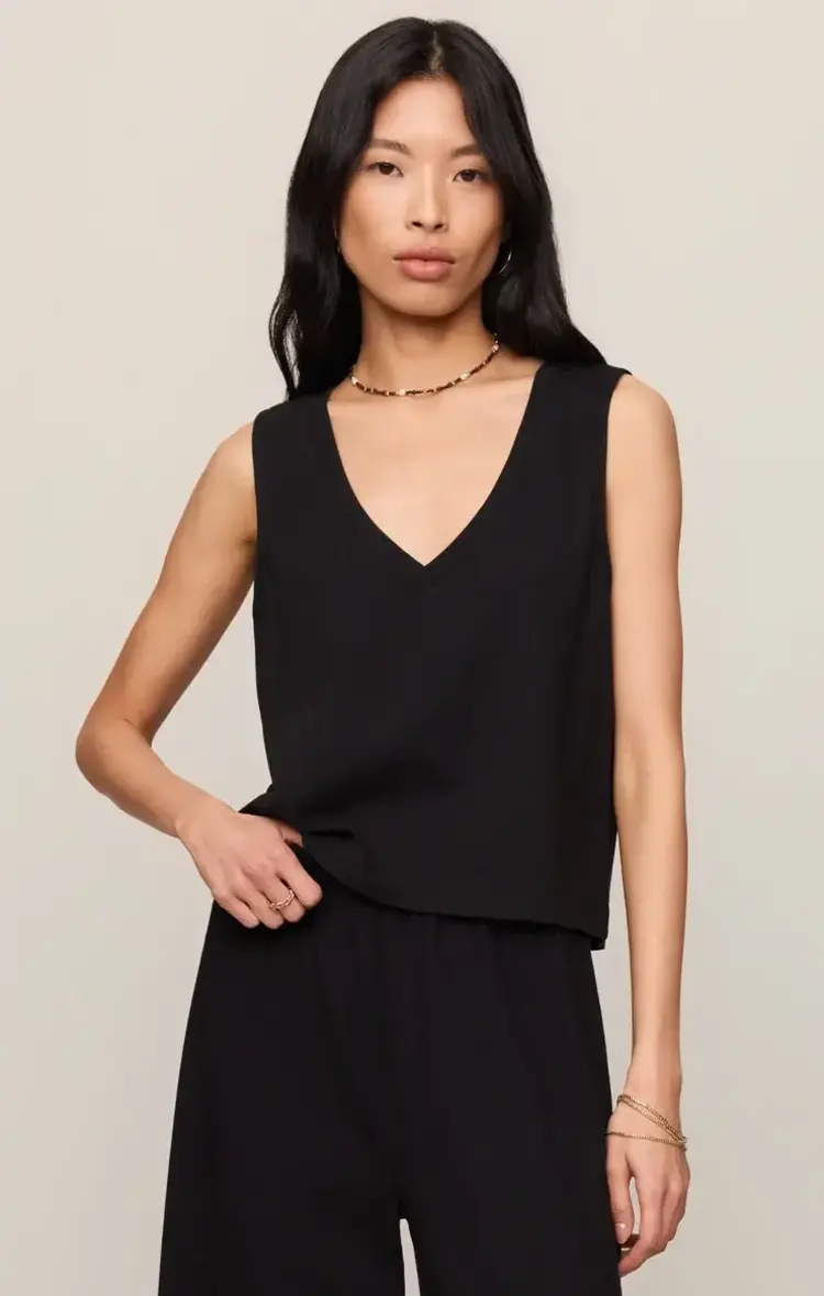 ZSupply Sloane V-Neck Cotton Jersey Tank True Black
