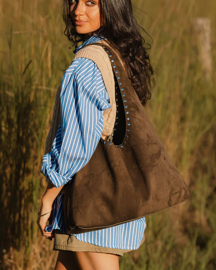 Louenhide Hailey Suede Shoulder Bag Olive
