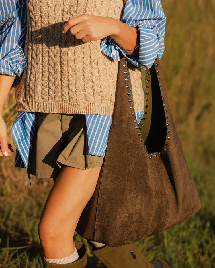 Louenhide Hailey Suede Shoulder Bag Olive