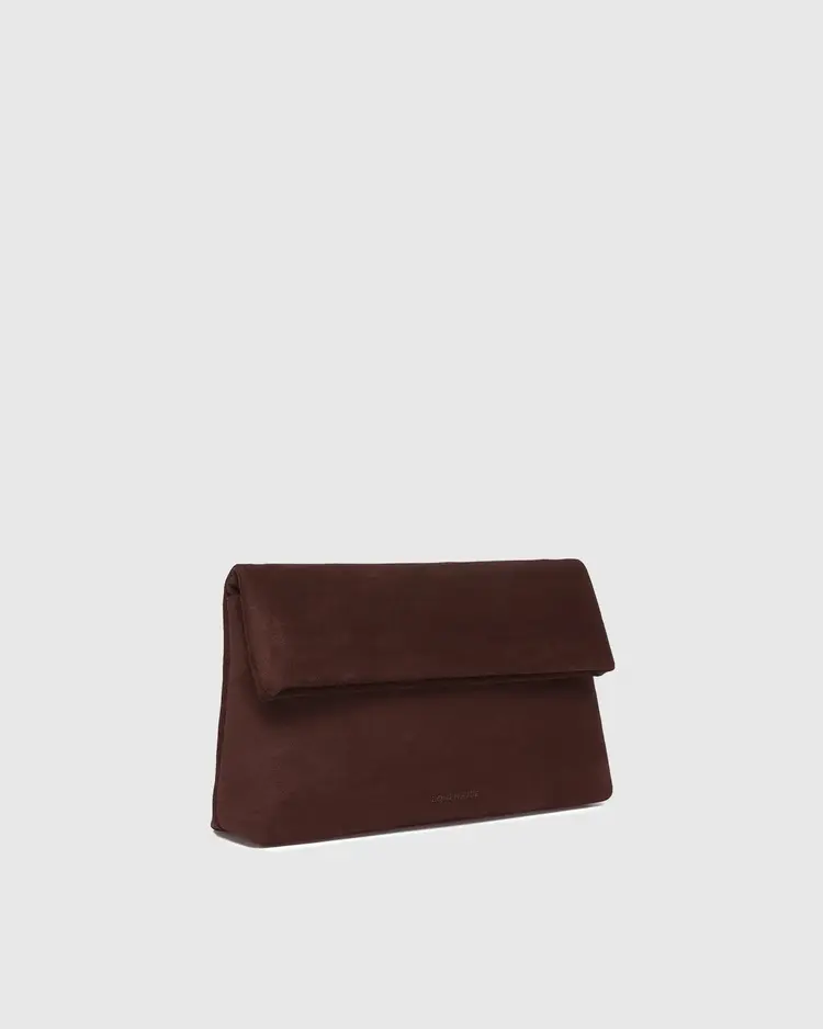 Louenhide Luka Suede Clutch Crossbody Chocolate