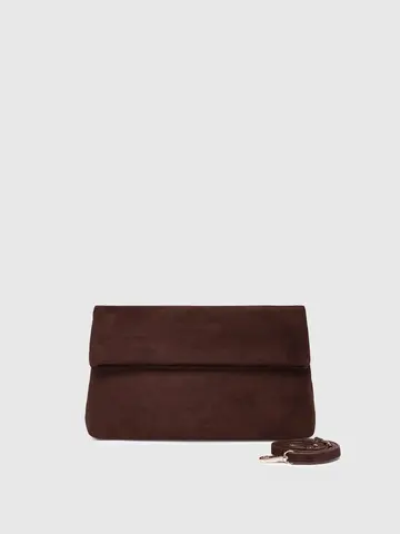 Louenhide Luka Suede Clutch Crossbody Chocolate