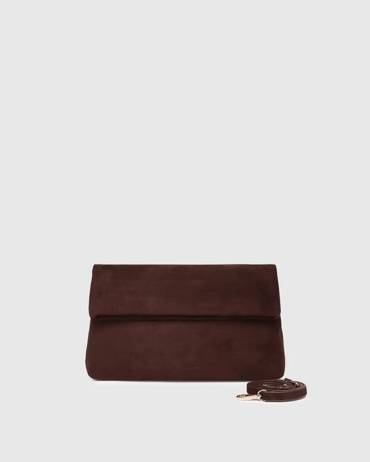 Louenhide Luka Suede Clutch Crossbody Chocolate