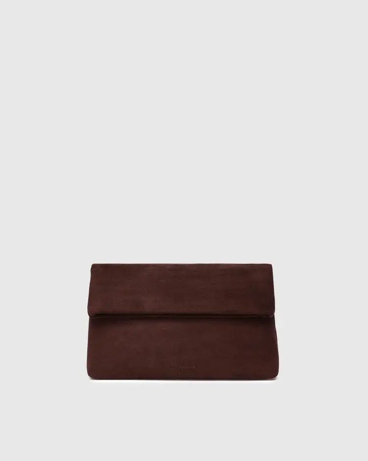 Louenhide Luka Suede Clutch Crossbody Chocolate