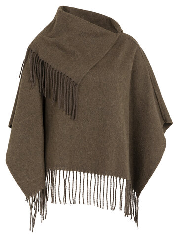 Yaya Poncho with Twisted Self Fringes Slate Black Brown