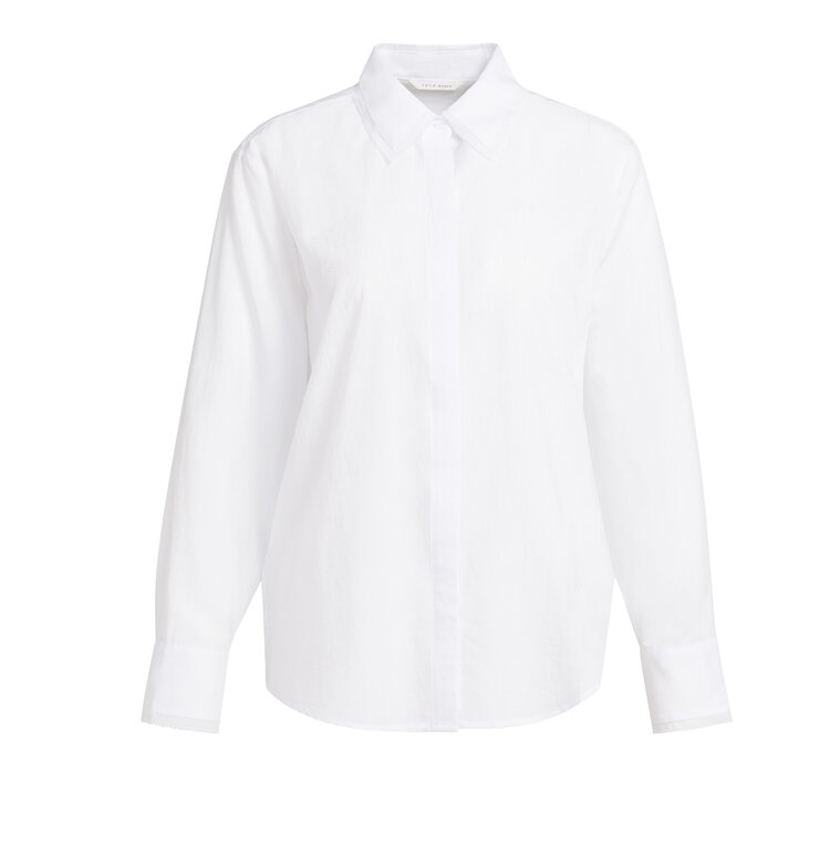 Yaya Blouse with Collar Detail Pure White