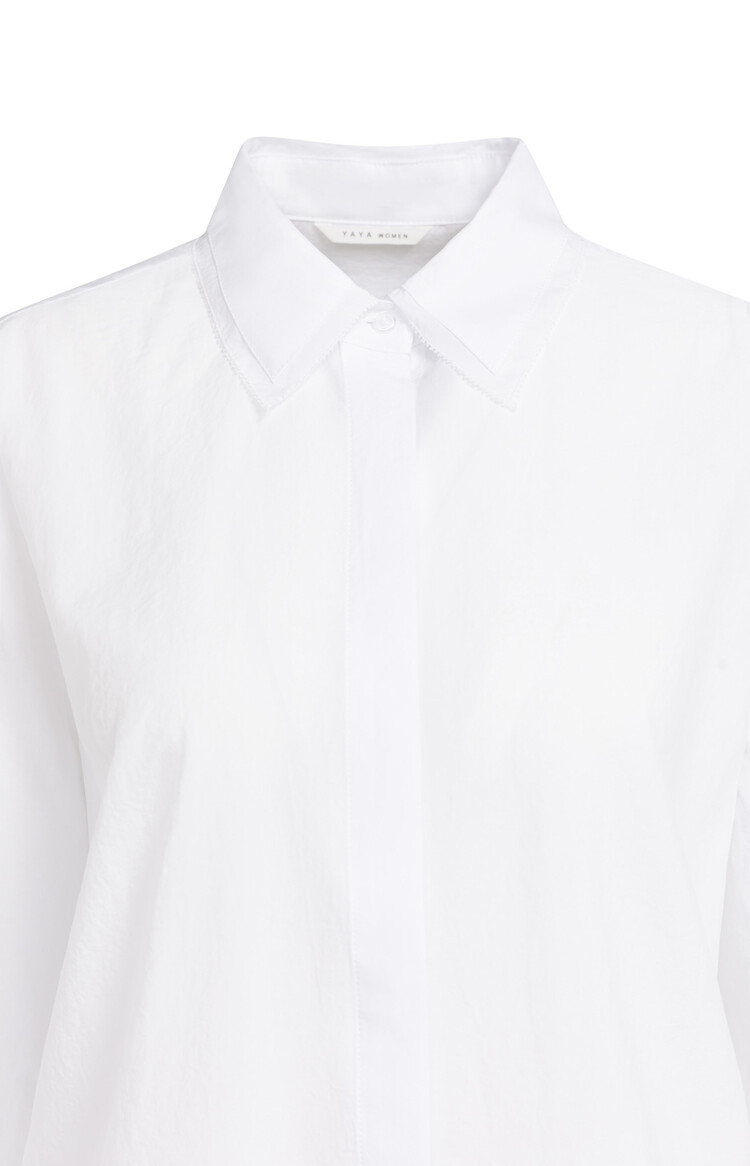 Yaya Blouse with Collar Detail Pure White
