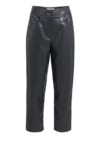 Yaya Faux Leather Carrot Fit Trousers Hole Black