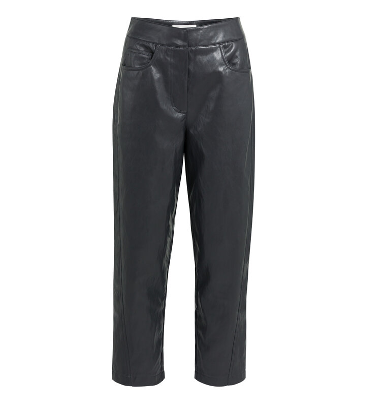 Yaya Faux Leather Carrot Fit Trousers Hole Black