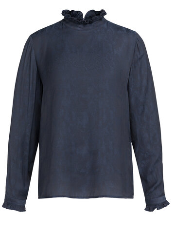 Yaya Long Sleeve Top with Ruffles Cat Black Dessin