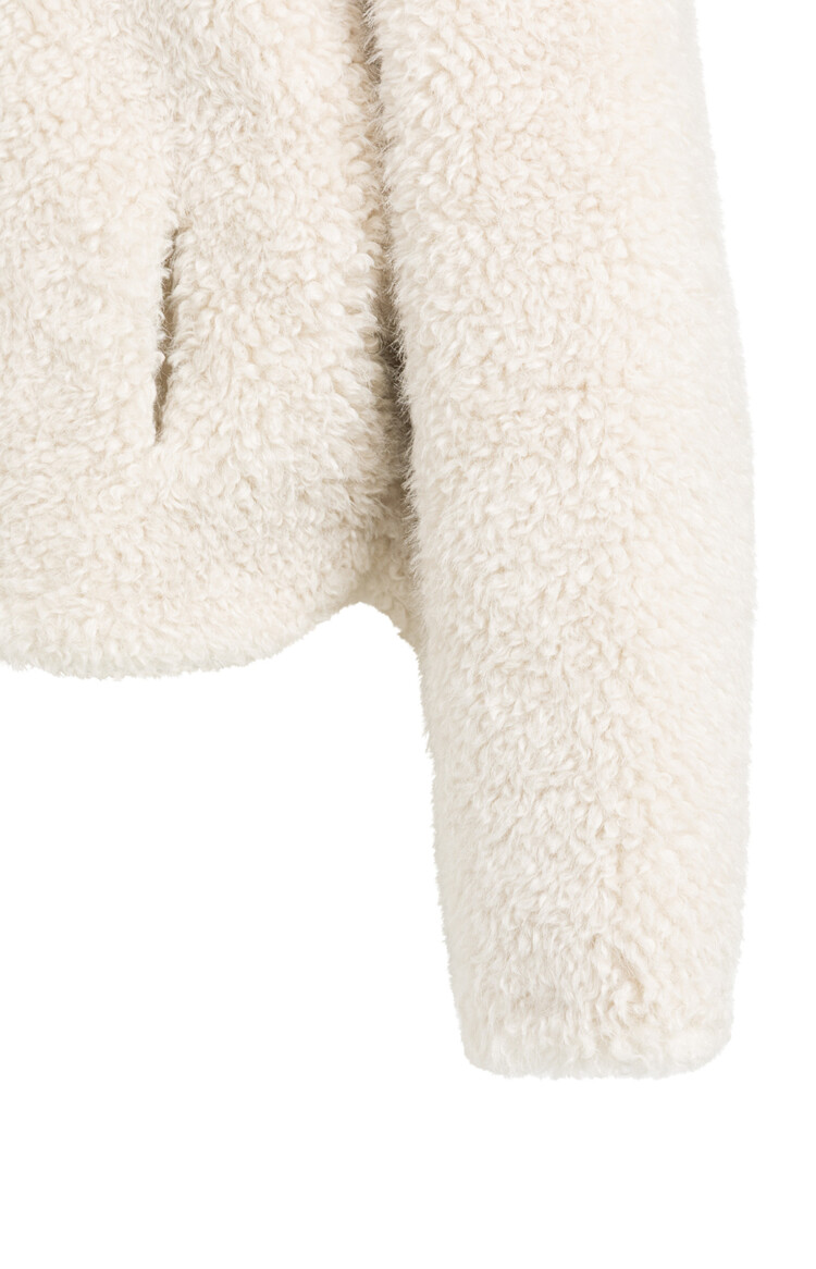 Yaya Oversized Faux Fur Short Jacket Bleached Sand Beige