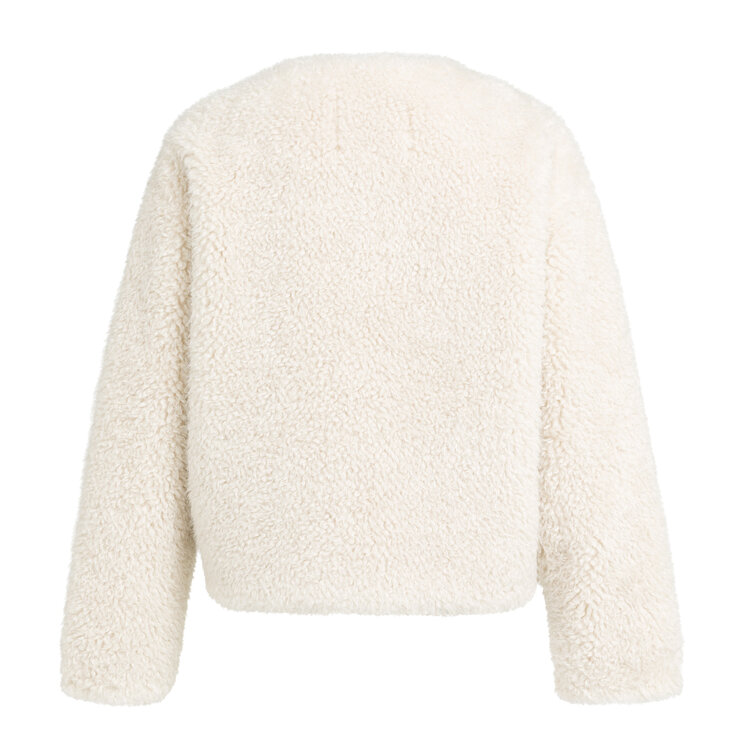 Yaya Oversized Faux Fur Short Jacket Bleached Sand Beige