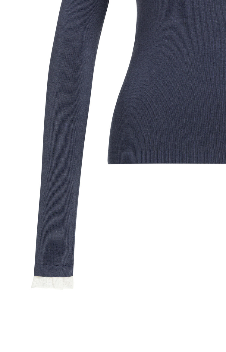 Yaya Fitted Rib Sweater with Ruffle Detail Odyssey Gray