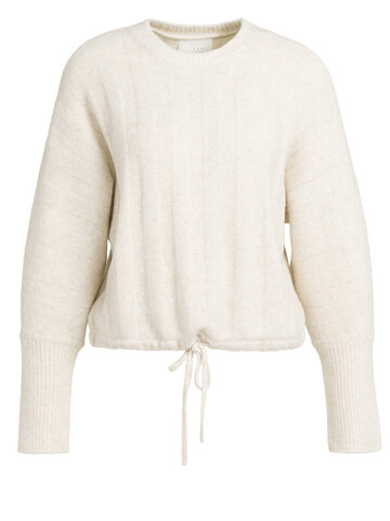 Yaya Rib Batwing Sweater with Cord Off White Melange