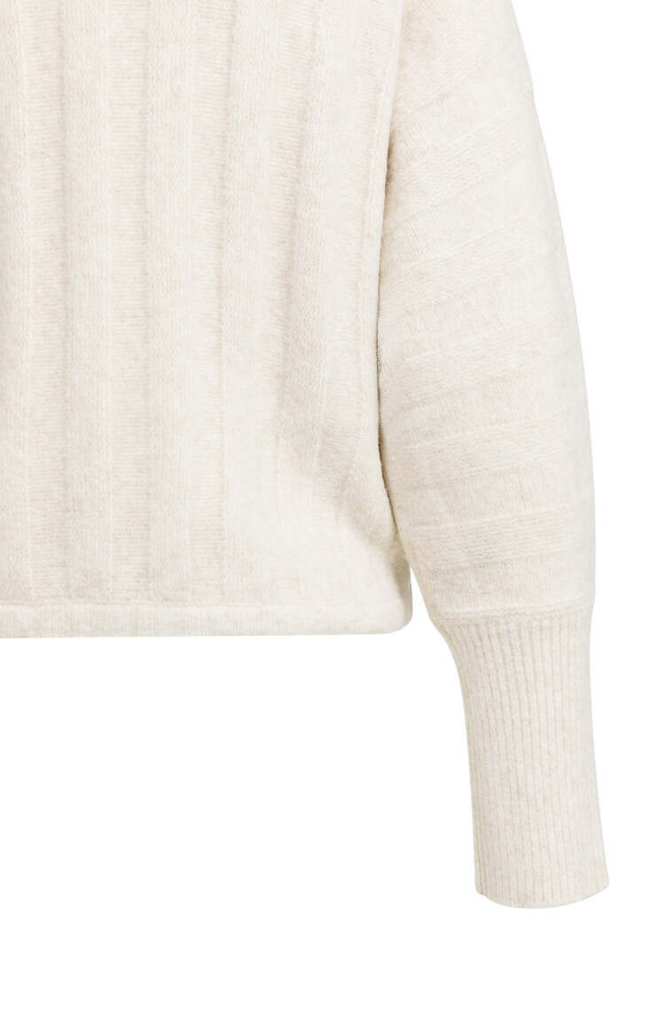 Yaya Rib Batwing Sweater with Cord Off White Melange