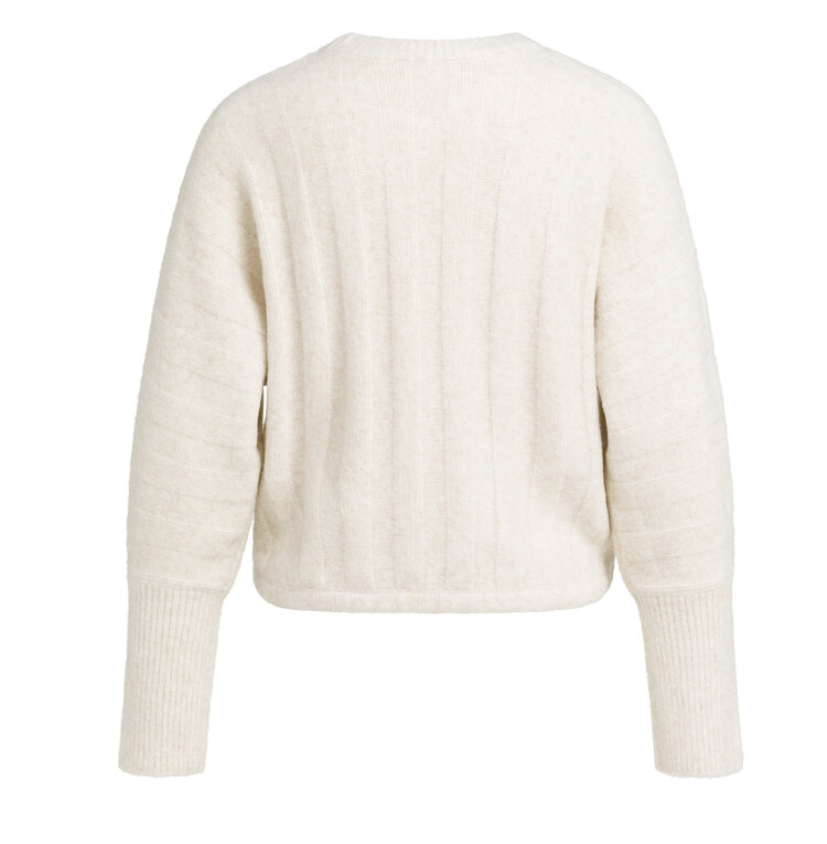 Yaya Rib Batwing Sweater with Cord Off White Melange