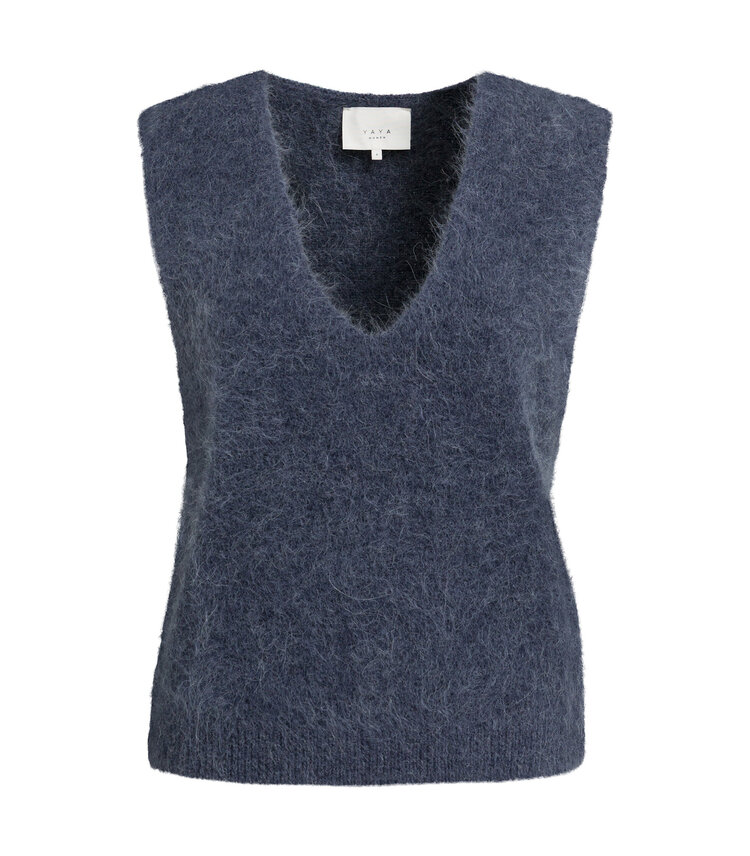 Yaya Spencer with Deep V-Neck Odyssey Gray Melange