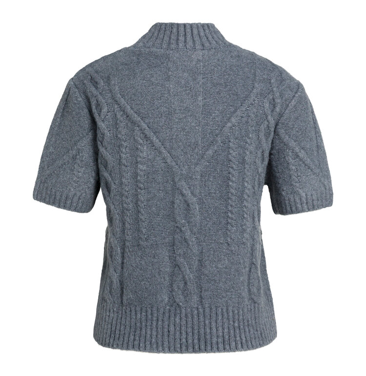 Yaya Cable Sweater Short Sleeve Arctic Seal Grey Melange