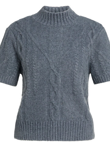 Yaya Cable Sweater Short Sleeve Arctic Seal Grey Melange