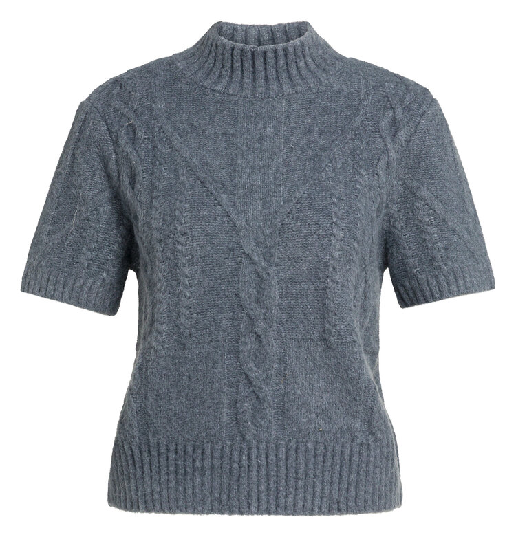 Yaya Cable Sweater Short Sleeve Arctic Seal Grey Melange