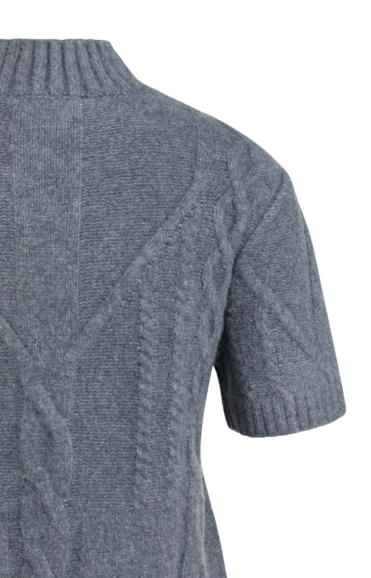 Yaya Cable Sweater Short Sleeve Arctic Seal Grey Melange