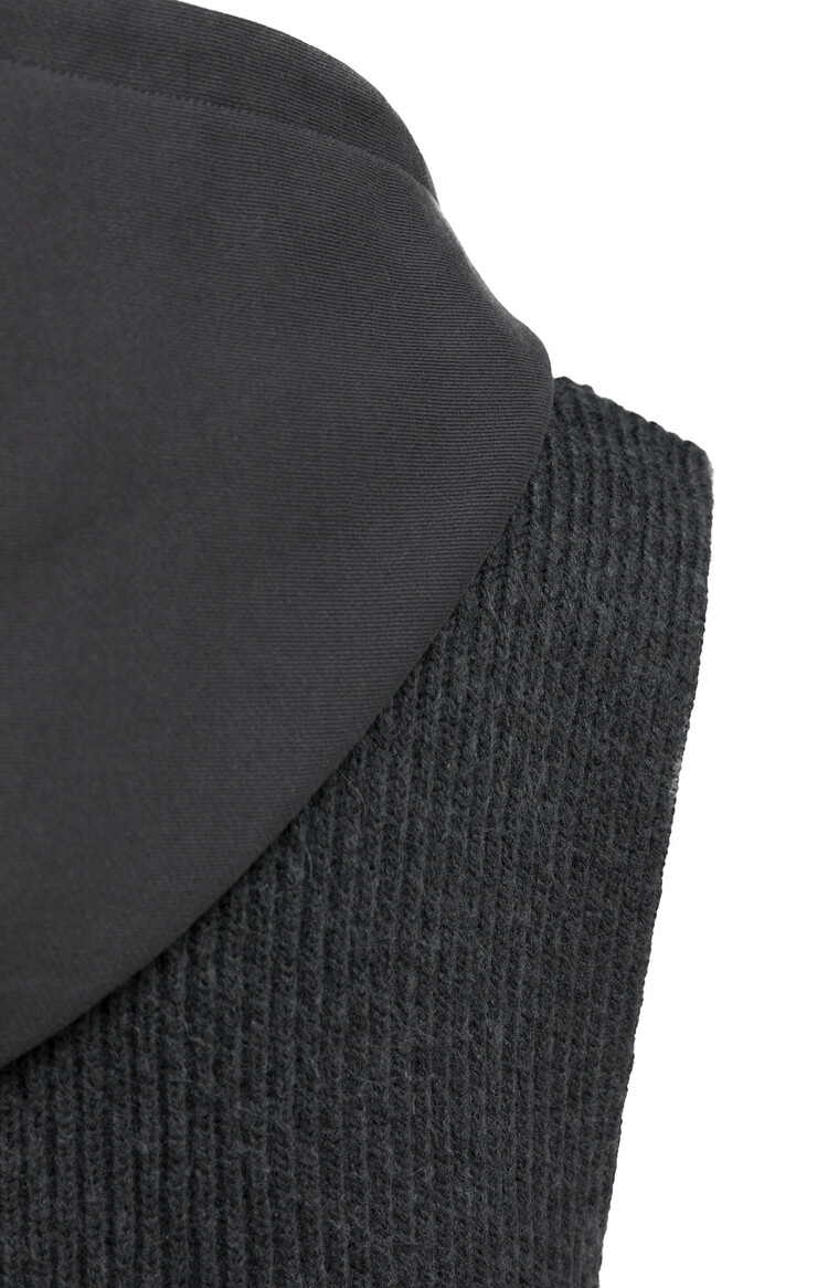 Yaya Sleeveless Sweater with Jersey Hoody Hole Black