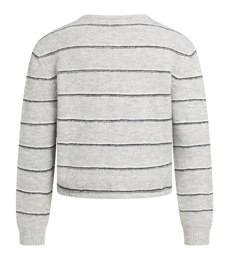 Yaya Knitted Striped Cardigan Long Sleeve Medium Grey Melange