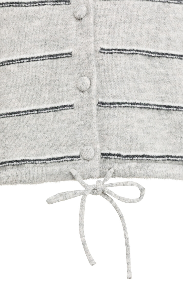Yaya Knitted Striped Cardigan Long Sleeve Medium Grey Melange