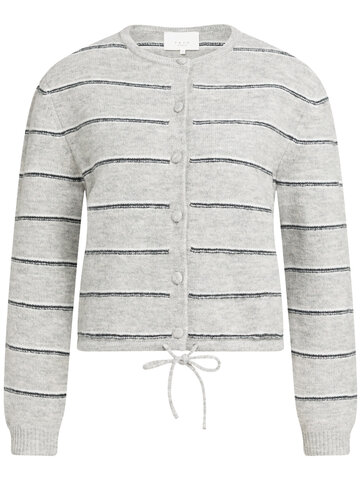Yaya Knitted Striped Cardigan Long Sleeve Medium Grey Melange